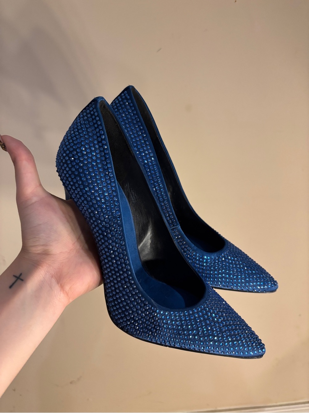 Nine West Blue Crystal Pointed Toe Pumps